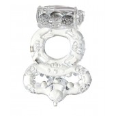 Прозрачное эрекционное кольцо с вибратором  и подхватом - Toyfa Basic - в Балашихе купить с доставкой