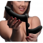 Черный вибрострапон Double Take 10X Double Penetration Vibrating Strap-on Harness - XR Brands - купить с доставкой в Балашихе