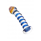 Прозрачный фаллос из стекла со спиралью по телу - 18 см. - Sexus