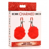 Красные зажимы на соски с помпонами Pom Pom - XR Brands - купить с доставкой в Балашихе