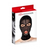 Черная сетчатая маска на голову с отверстиями для глаз и рта - Fetish Tentation - купить с доставкой в Балашихе