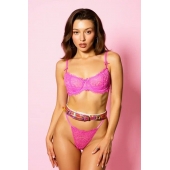 Эффектный розовый пояс из голографической эко-кожи - БДСМ Арсенал - купить с доставкой в Балашихе