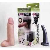 Страпон-унисекс с двумя насадками UNI strap 7  Harness - 19 и 16 см. - LOVETOY (А-Полимер) - купить с доставкой в Балашихе