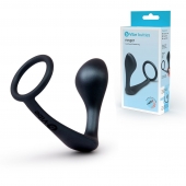 Черное эрекционное кольцо со стимулятором простаты Ringer Cock Ring   Plug - b-Vibe - в Балашихе купить с доставкой