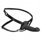 Черный полый страпон с вибрацией 2’’ Erection 28X Smooth Vibrating Silicone Penis Sheath - XR Brands - купить с доставкой в Балашихе
