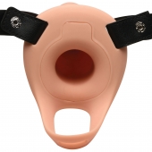 Телесный полый страпон 2  Erection 28X Smooth Vibrating Silicone Penis Sheath - 16 см. - XR Brands - купить с доставкой в Балашихе