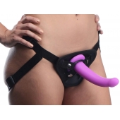Лиловый поясной страпон Navigator Silicone G-Spot Dildo with Harness - 17,8 см. - XR Brands - купить с доставкой в Балашихе