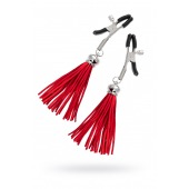 Зажимы на соски «Прищепки» с красными кисточками из замши - Pecado - купить с доставкой в Балашихе