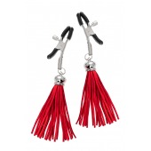 Зажимы на соски «Прищепки» с красными кисточками из замши - Pecado - купить с доставкой в Балашихе