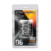 Прозрачная насадка с объёмными чёрточками STAY HARD COCK SLEEVE 06 CLEAR - Blush Novelties - в Балашихе купить с доставкой