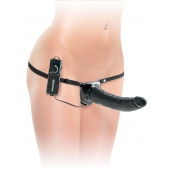 Черный страпон с вагинальной пробкой Deluxe Vibrating Penetrix Strap-On - 19 см. - Pipedream - купить с доставкой в Балашихе