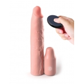 Телесная вибронасадка на член 3  Vibrating Mega X-tension with Remote - 22,9 см. - Pipedream - в Балашихе купить с доставкой