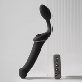 Черный безремневой вибрострапон Strap-On-Me Multi Orgasm Size XL - Strap-on-me - купить с доставкой в Балашихе