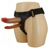 Темно-бежевый фаллопротез для двойного проникновения - 17,5 см. - Baile - купить с доставкой в Балашихе