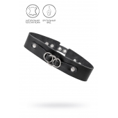 Черный чокер-ошейник со связанными кольцами на подложке - Pecado - купить с доставкой в Балашихе