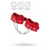 Красные кожаные наручники-браслеты со скруглёнными углами - Pecado - купить с доставкой в Балашихе