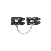 Черные кожаные наручники-браслеты из двух ремешков - Pecado - купить с доставкой в Балашихе