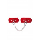 Красные кожаные узкие оковы со скруглёнными углами - Pecado - купить с доставкой в Балашихе