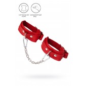 Красные кожаные узкие оковы со скруглёнными углами - Pecado - купить с доставкой в Балашихе