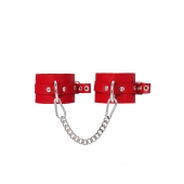 Красные мягкие кожаные оковы с люверсами - Pecado - купить с доставкой в Балашихе