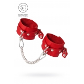 Красные мягкие кожаные оковы с люверсами - Pecado - купить с доставкой в Балашихе