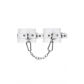 Белые мягкие кожаные наручники с люверсами - Pecado - купить с доставкой в Балашихе