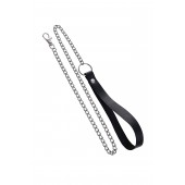 Поводок с ручкой из черной натуральной кожи и карабином для ошейника - Pecado - купить с доставкой в Балашихе