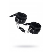 Черные двухслойные наручники с белой строчкой - Pecado - купить с доставкой в Балашихе