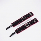 Черно-розовые кожаные оковы с розовой строчкой - Crazy Handmade - купить с доставкой в Балашихе