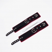 Черно-красные оковы с красной строчкой Sex - Crazy Handmade - купить с доставкой в Балашихе