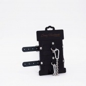 Черные кожаные оковы с хромированной фурнитурой - Crazy Handmade - купить с доставкой в Балашихе