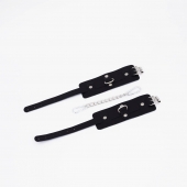 Черные кожаные оковы с хромированной фурнитурой - Crazy Handmade - купить с доставкой в Балашихе