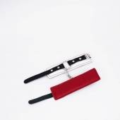 Бело-красные кожаные наручники - Crazy Handmade - купить с доставкой в Балашихе