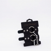 Черные кожаные оковы с кольцом - Crazy Handmade - купить с доставкой в Балашихе