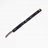 Черный кожаный ошейник с золотистой фурнитурой - Crazy Handmade - купить с доставкой в Балашихе