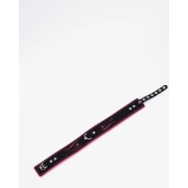 Черно-розовый кожаный ошейник с розовой строчкой - Crazy Handmade - купить с доставкой в Балашихе