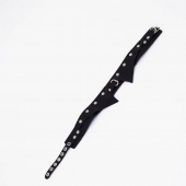 Черный однослойный кожаный ошейник с имитацией воротничка - Crazy Handmade - купить с доставкой в Балашихе