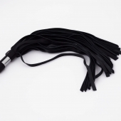 Черный кожаный флоггер со стальной ручкой - 45 см. - Crazy Handmade - купить с доставкой в Балашихе