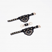 Черные наручники с золотистой фурнитурой - Crazy Handmade - купить с доставкой в Балашихе