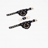 Черные наручники с золотистой фурнитурой - Crazy Handmade - купить с доставкой в Балашихе