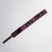 Черно-розовый ошейник с золотистой фурнитурой - Crazy Handmade - купить с доставкой в Балашихе