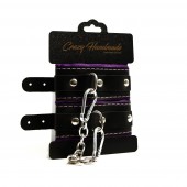 Черно-фиолетовые скругленные наручники с мягкой подкладкой - Crazy Handmade - купить с доставкой в Балашихе