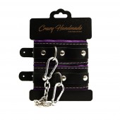 Черно-фиолетовые скругленные наручники с мягкой подкладкой - Crazy Handmade - купить с доставкой в Балашихе