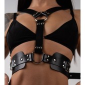 Черная кожаная двусторонняя портупея - Crazy Handmade - купить с доставкой в Балашихе