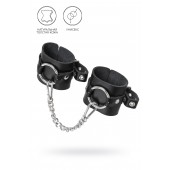 Черные наручники из толстой натуральной кожи с люверсами - Pecado - купить с доставкой в Балашихе
