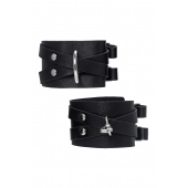 Черные кожаные оковы с двумя перекрёстными ремешками - Pecado - купить с доставкой в Балашихе