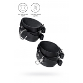 Черные кожаные оковы с двумя перекрёстными ремешками - Pecado - купить с доставкой в Балашихе