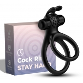 Черное эрекционное виброкольцо с подхватом мошонки Stay Hard - Boys of Toys - в Балашихе купить с доставкой