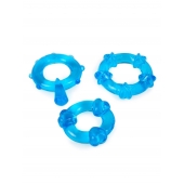 Набор из 3 синих эрекционных колец с различным рельефом - Erowoman-Eroman - в Балашихе купить с доставкой
