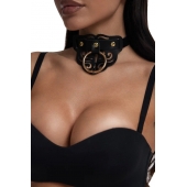 Черный чокер с клепками и золотистой фурнитурой - Crazy Handmade - купить с доставкой в Балашихе